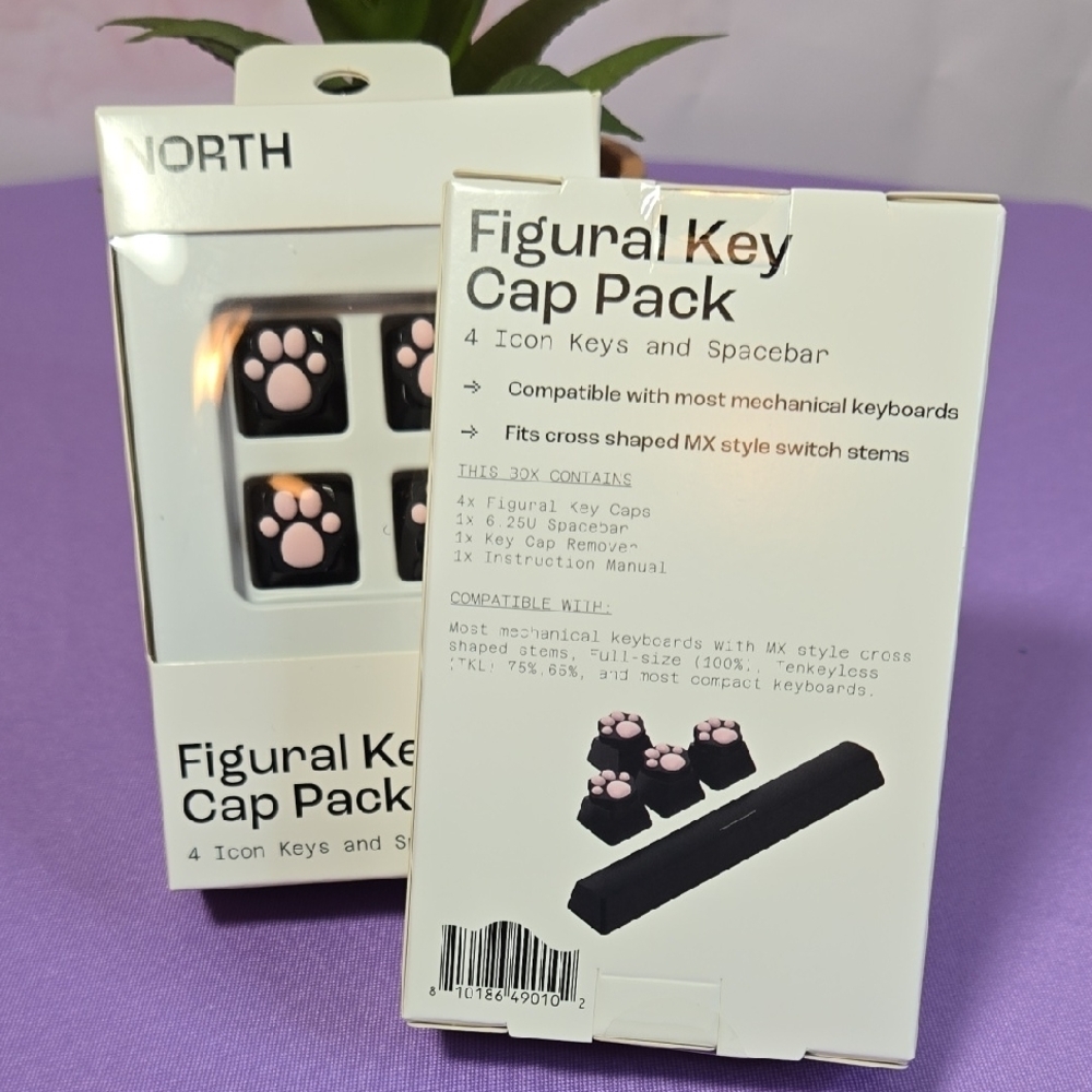 North Figural Key Cap Pack with Pink Paw Design. Set Of 2 Boxes - Picture 7 of 7